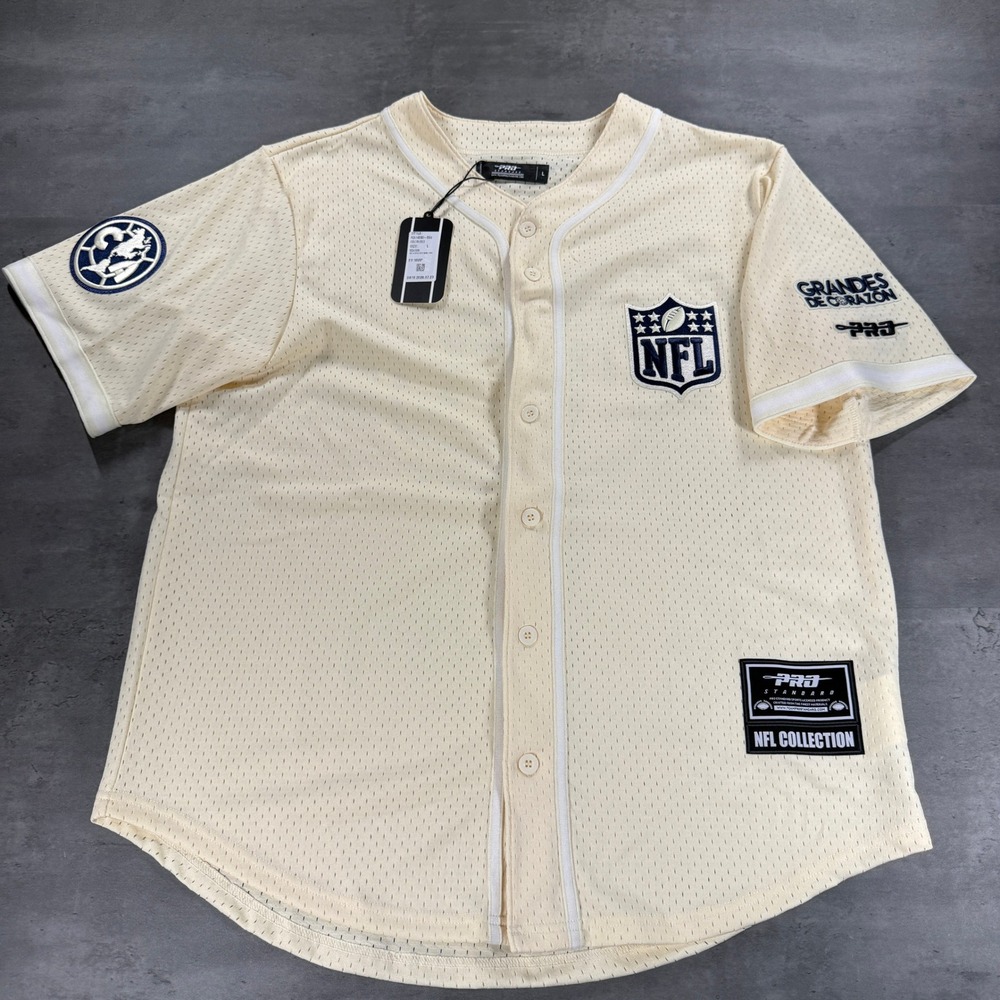 NFL Pro Standard Jersey Mens L Cream Navy NFL Club America Mexico Soccer RARE